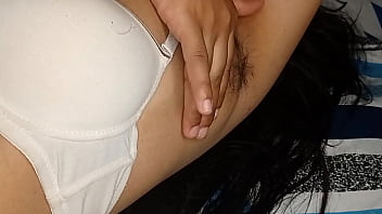 19yo teenager explores hairy pussy with fingers toys