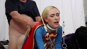 blonde tranny masturbate in man s mouth and gives handjob on bondage man