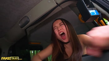 russian girl masturbate in taxi while moving in city