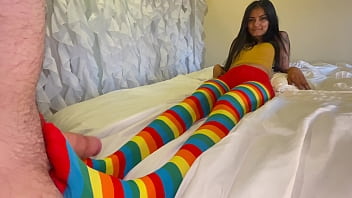 mom stocking footjob