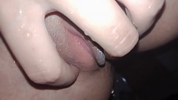 asian girl getting her shaved pussy licked and fingered on the couch in the hotel roo