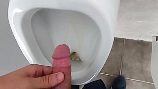 wife handjob at man toilet