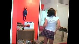 east european girl cleaning floor showing panties