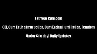 bound man forced to eat own cum