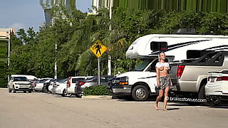 slutty campus babe givinag head and fucking on a parking lot